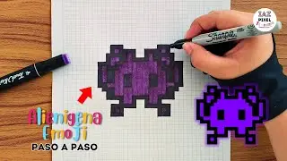 Como pintar un EMOJI de ALIENIGENA en PIXEL ART – Tutorial paso a paso 