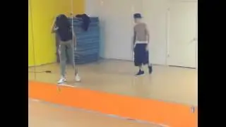 Selena and Justin dancing.