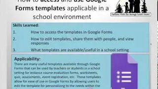 How to find and use Google Form templates applicable in a school setting.
