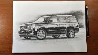 Как нарисовать Кадиллак карандашом. How to draw Cadillac Escalade.