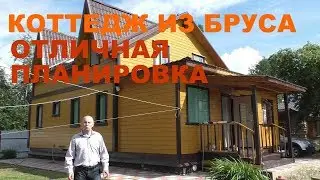 Коттедж из профилированного бруса 140 x 140. Проект с верандой и мансардой. Видео-обзор.