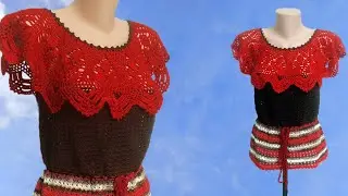 Как вязать крючком супер красивую тунику МК1+ красная ТУНИКА