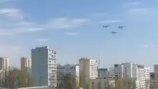 7 мая 2022 года. Москва. Репетиция авиации перед парадом Победы на Красной площади.