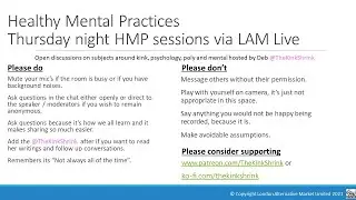 Healthy Mental Practices - Thursday 21st July 2022