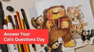 Answer Your Cat's Questions Day/Colored pencils and markers on Lindt chocolate packet #cat #lindt