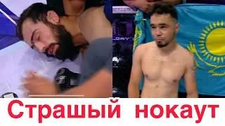 Казахский боксер нокаутировал непожеденного Таджика-Талгат Халмуратов-Амриддин Хочиев