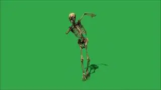 Футаж / Footage Танцующий скелет на зеленом фоне