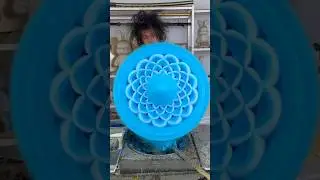 Blue food cotton candy making