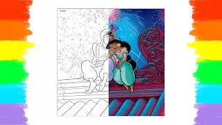 How to Color Princess Jasmine and Aladdin丨 Coloring Page 🎨👑