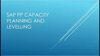 SAP PP -   capacity planning and levelling