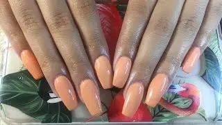 Relleno y cambio de diseño ( uñas color durazno)
