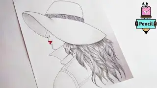 Drawing A Girl With Hat & Red lips for beginners | Pencil Sketch | Farjana drawing Academy | Pencil
