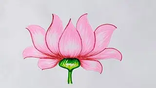 how to draw lotus flower | easy lotus flower drawing | lotus drawing| कमल के फूल की ड्राइंग