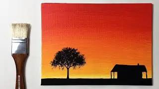Easy Sunset for Beginners | Acrylic Painting Step by Step