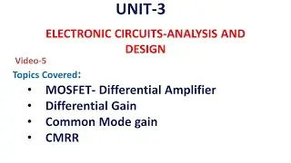 MOSFET Differential Amplifier Small Signal Analysis | Gain | CMRR  | ECAD | ECA | Unit-3-5