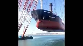 Hyundai 10000, самый большой в мире плавучий кран, несущий гигантский корабль