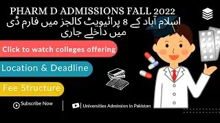 Pharm D Admissions Fall 2022  | Top Pharmacy colleges admission in Islamabad Pakistan
