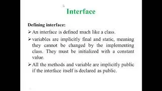 Video 17 Interface Usage of Variables Methods in Classes