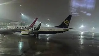 Airplane taxi in snowy airport in krakow #aviation #aeroplane #snowyairport