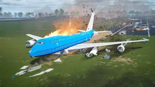 REALISTIC EMERGENCY LANDING WITHOUT LANDING GEAR - Airplane Crash in BRICK RIGS