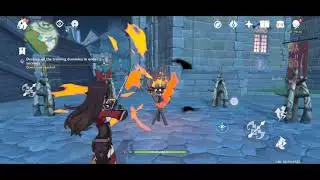Ellin, the wannabe knight. Destroy all the training dummies in 2 seconds • Genshin Impact