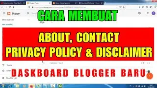 Cara buat About, Contact, Privacy Policy dan Disclaimer (Daskboard Blogger Baru)