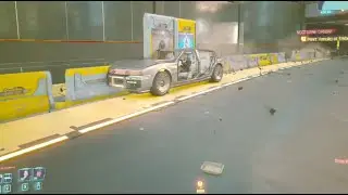 Cyberpunk Cars through barrier glitch