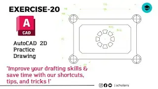 AutoCAD 2D Practice Drawing | AutoCAD Drafting | AutoCAD Tutorial | Exercise-20