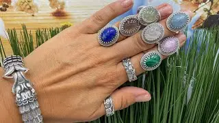 Кольца цветочой тематики в серебре:🌼Нарцисс🍀Вьюн🌳Древо Украшения с натуральными камнямИ