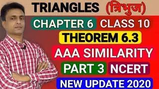 Class 10 Maths | Chapter 6 | Triangles | Theorem 6.3 | AAA Similarity Criteria | Part 6 | NCERT |