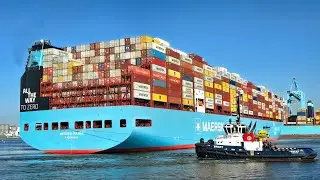 New Type Maersk Mega-Ship: Antonia Maersk's First Docking in Rotterdam!