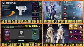 🔴 A9 Royal Pass UPGRADABLE GUN | Upcoming UC events date in BGMI | Clan Battle Point Not Count ?
