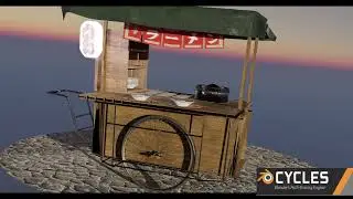 Blender 3d Model Ramen stall plus japanese  character