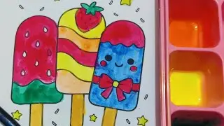 How To Draw Ice Cream With Watercolor।  Watercolor Ice Cream Tutorial। 