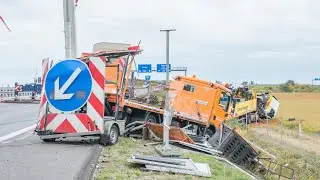 17.10.2022 - Sattelzug kollidiert mit zwei Absicherungsfahrzeugen