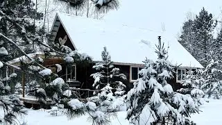 Winter Snowstorm Hits Our Off Grid Cabin In Northern Minnesota