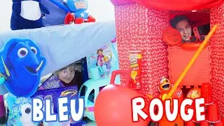 LET'S BUILD A ONE-COLOR CABIN: RED VS BLUE! One Color Challenge