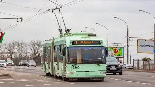 Минск! Поездка на троллейбусе БКМ 33305 бортовой номер 2800 маршрут 6 (12.06.2022)