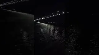 Новый мост через Волгу в Татарстане (трасса М 12) в вечерней подсветке