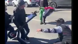 ZIONIST  PUSHES MAN OFF HIS SCOOTER  WHILE THINKING HE CAN ILLEGALLY OCCUPY LAND ANYWHERE #shorts
