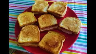 Crispy toast sandwich with ham, tomatoes, onion and mozzarella cheese recipe 🥪