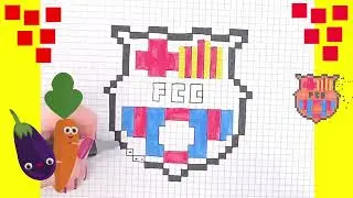 Dessin in Pixel Art. Comment Dessiner Bouclier du club de football de Barcelone