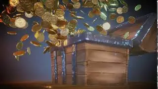 Treasure chest coin explosion