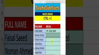 Add Mr Before Full Name by Using Excel Tricks - Urdu / Hindi #shorts