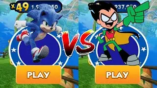 Sonic Dash vs Robin Teen Titans Run - Movie Sonic vs All Bosses Eggman Zazz All Characters Unlocked