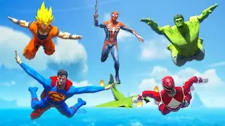 ALL SUPERHEROES FLYING CHALLENGE | Spiderman, Hulk & Superman Skydiving Best Jump Competitive 