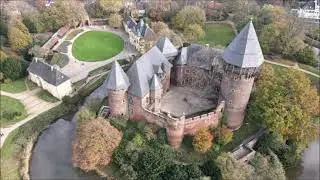 Drone flight above Burg Linn (Krefeld-Linn)