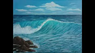 Oil Painting - Crashing Wave Seascape