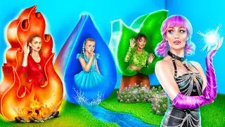 Extreme Hide and Seek in Boxes Challenge! Four Elements in Real Life