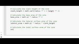 Python program to find the area of a cone.